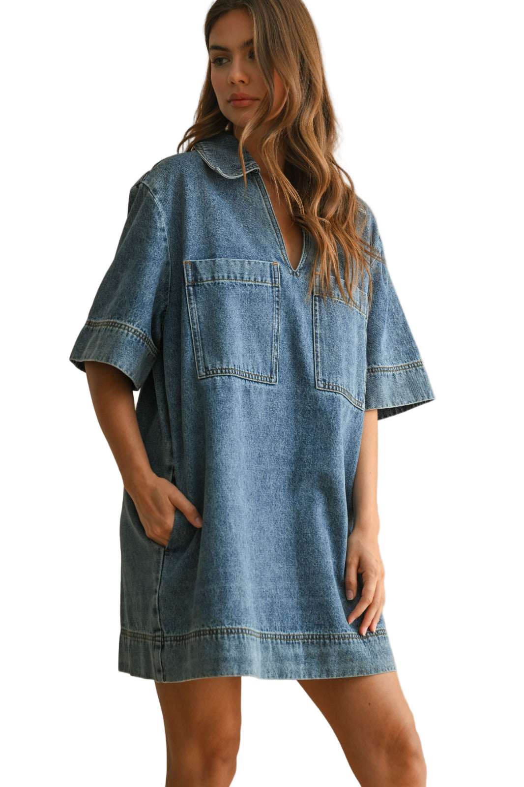 Rodeo Rose Short Sleeve Denim Dress