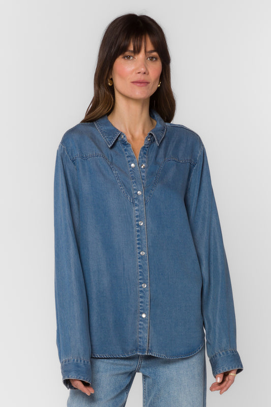 DARBY Long Sleeve Denim Top