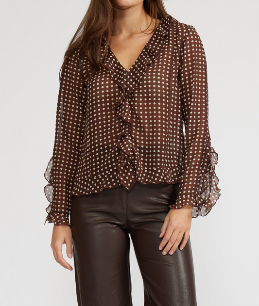 Lucy Paris Liza Long Sleeve Ruffle Top