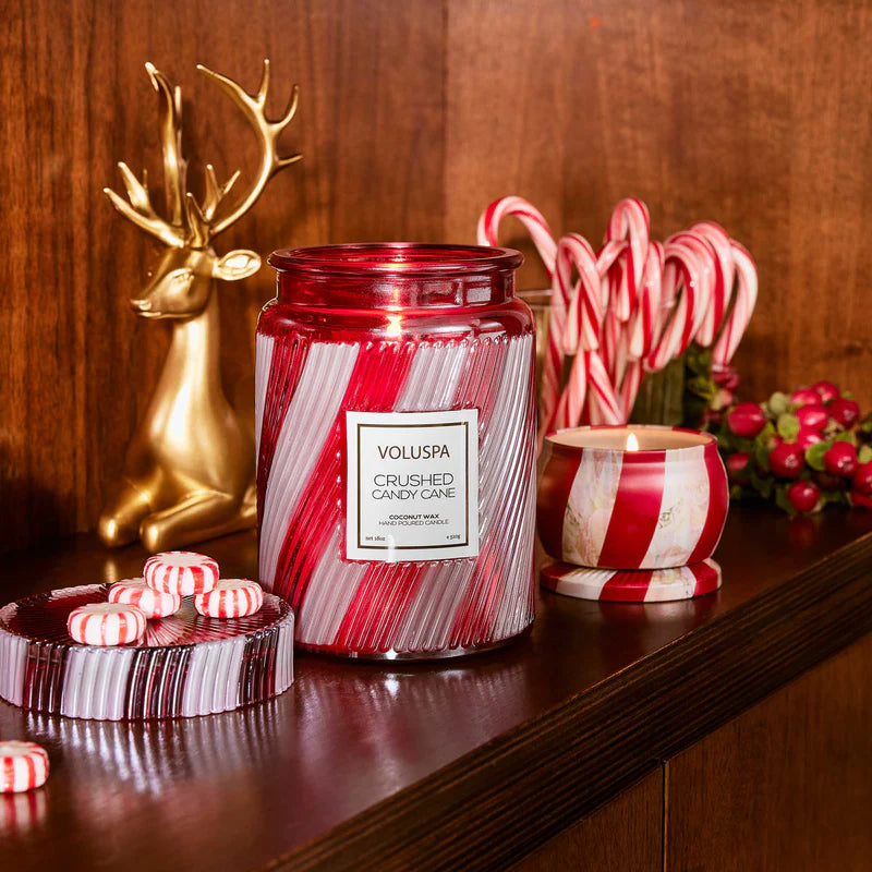 Voluspa Crushed Candy Cane Large Jar Candle 18oz