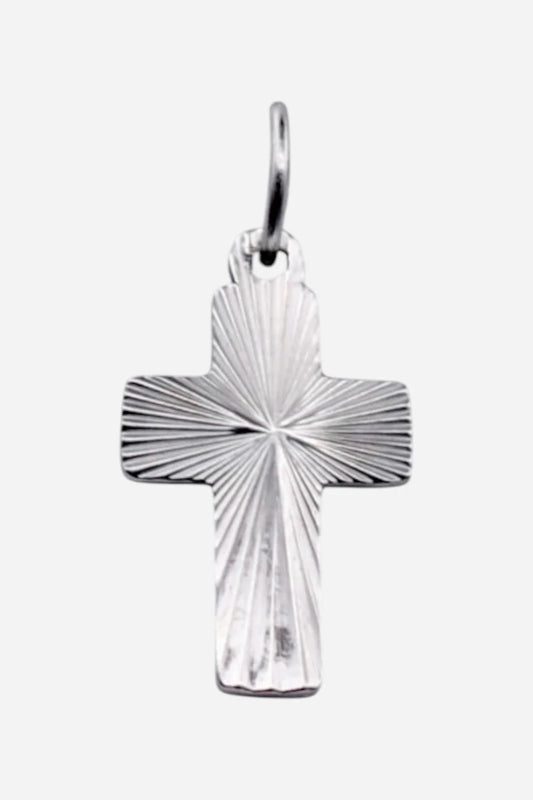 Farrah B Textured Cross Charm in Silver