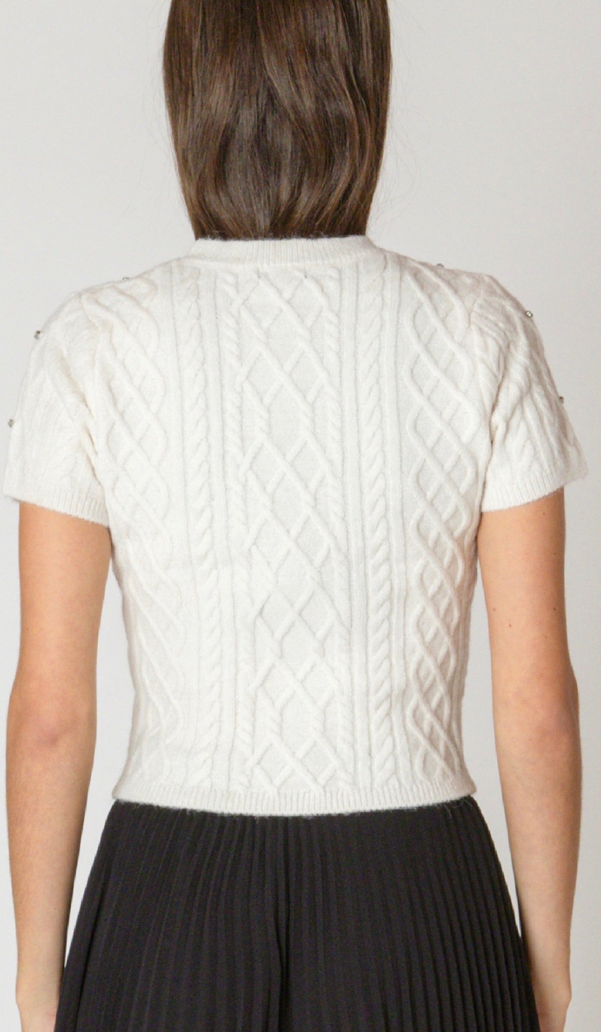 Ally Short Sleeve Off White Sweater