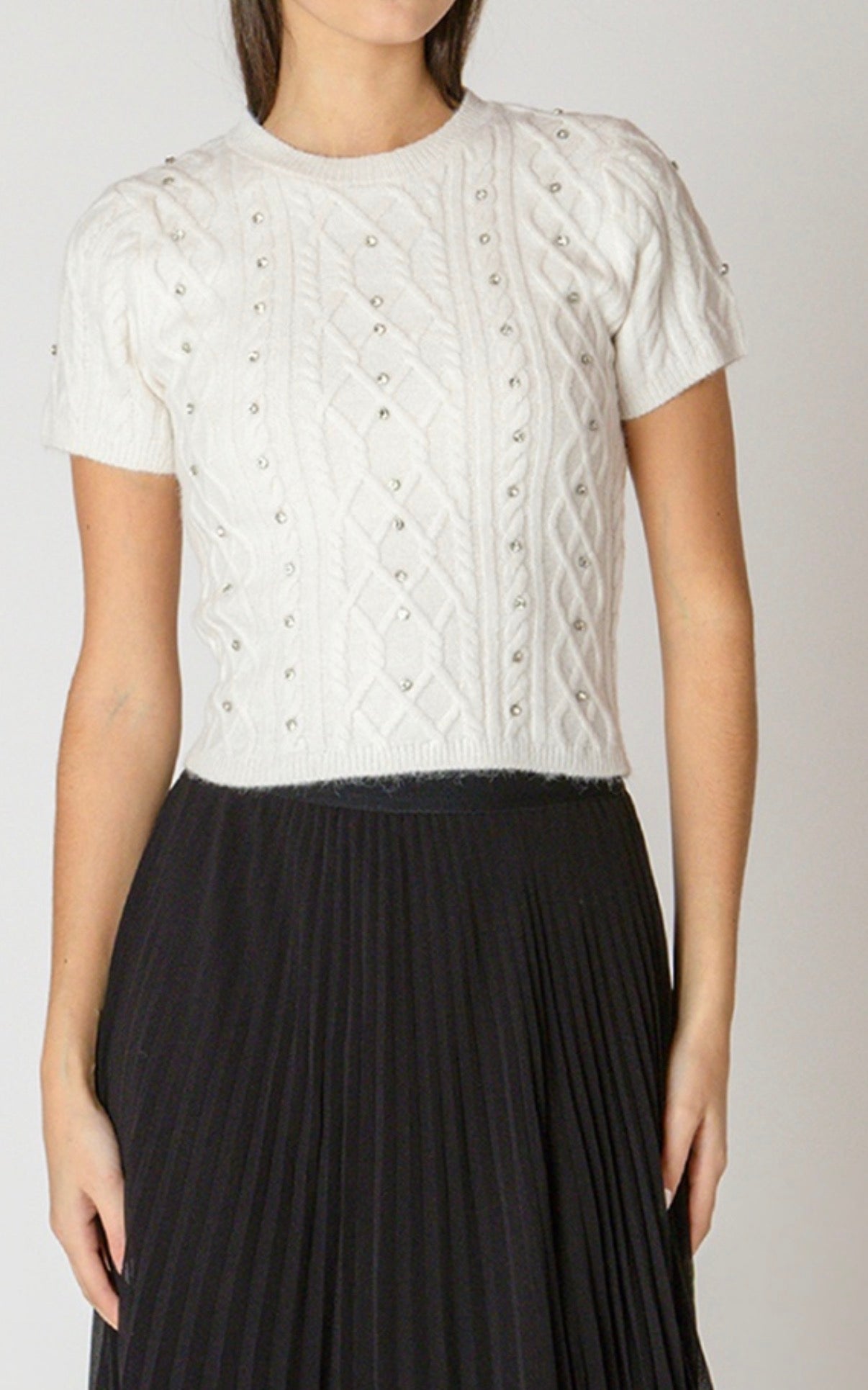 Ally Short Sleeve Off White Sweater