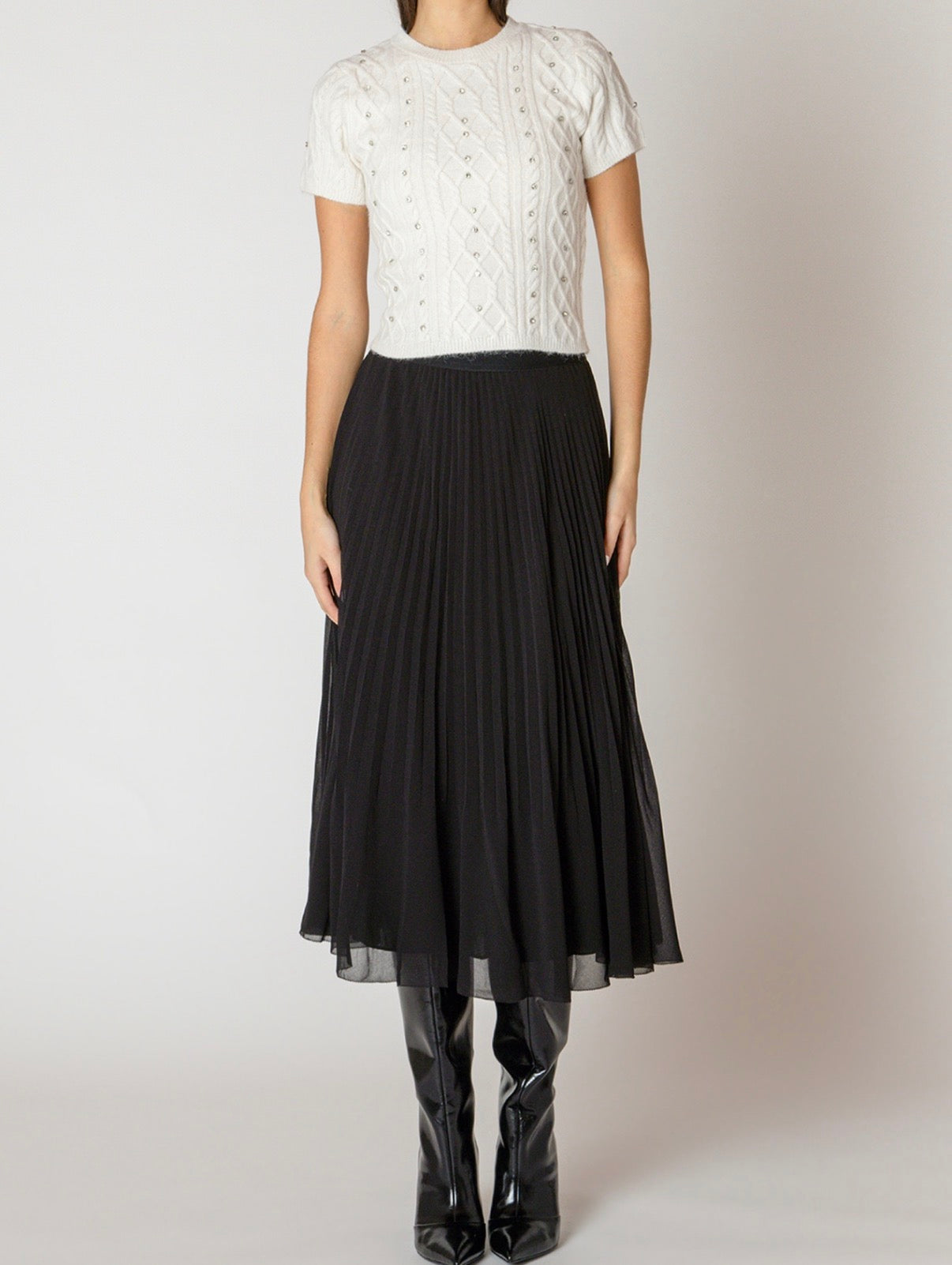 Ally Short Sleeve Off White Sweater