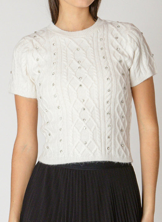 Ally Short Sleeve Off White Sweater