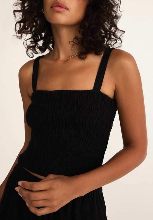 Amelie Smocked Linen Crop Tank