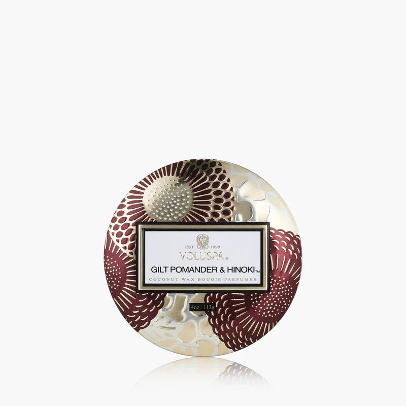 Voluspa Gilt Pomander & Hinoki Mini Tin Candle 4oz