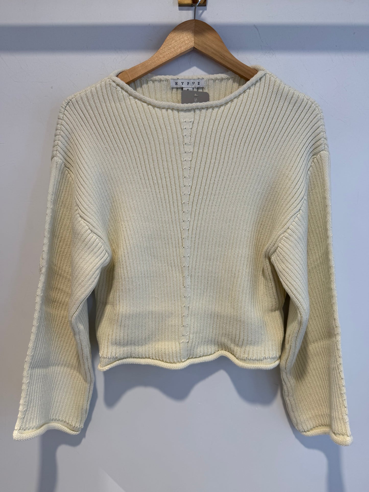 Camille Relaxed Rib Knit Crew Neck Cropped Sweater