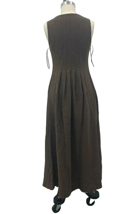 Ada Pleated Linen Button-Front Dress