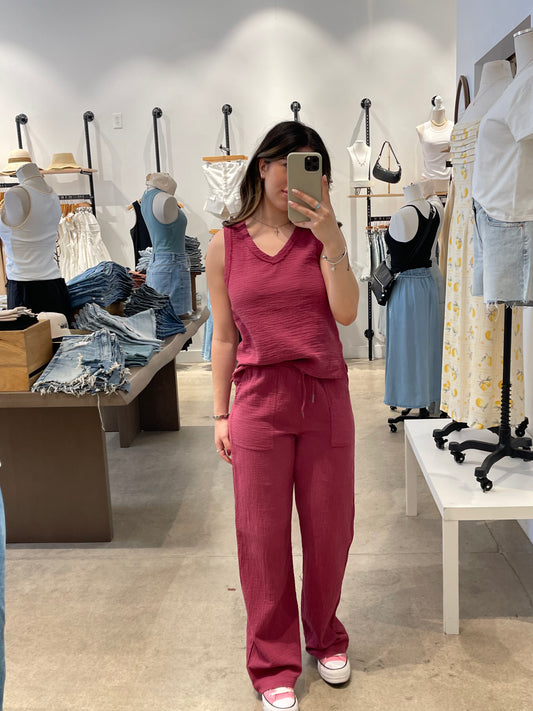 Bobi Beach Gauze Wide Leg Waistband Pant