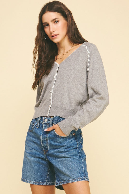Autumn Stitch Detailed Button Down Cardigan