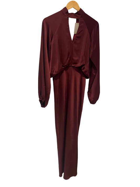 Josie Mock Neck V-Neck Column Ankle Dress