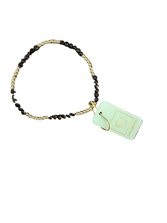 enewton-blissful pattern 2.5mm bead bracelet- faceted onyx