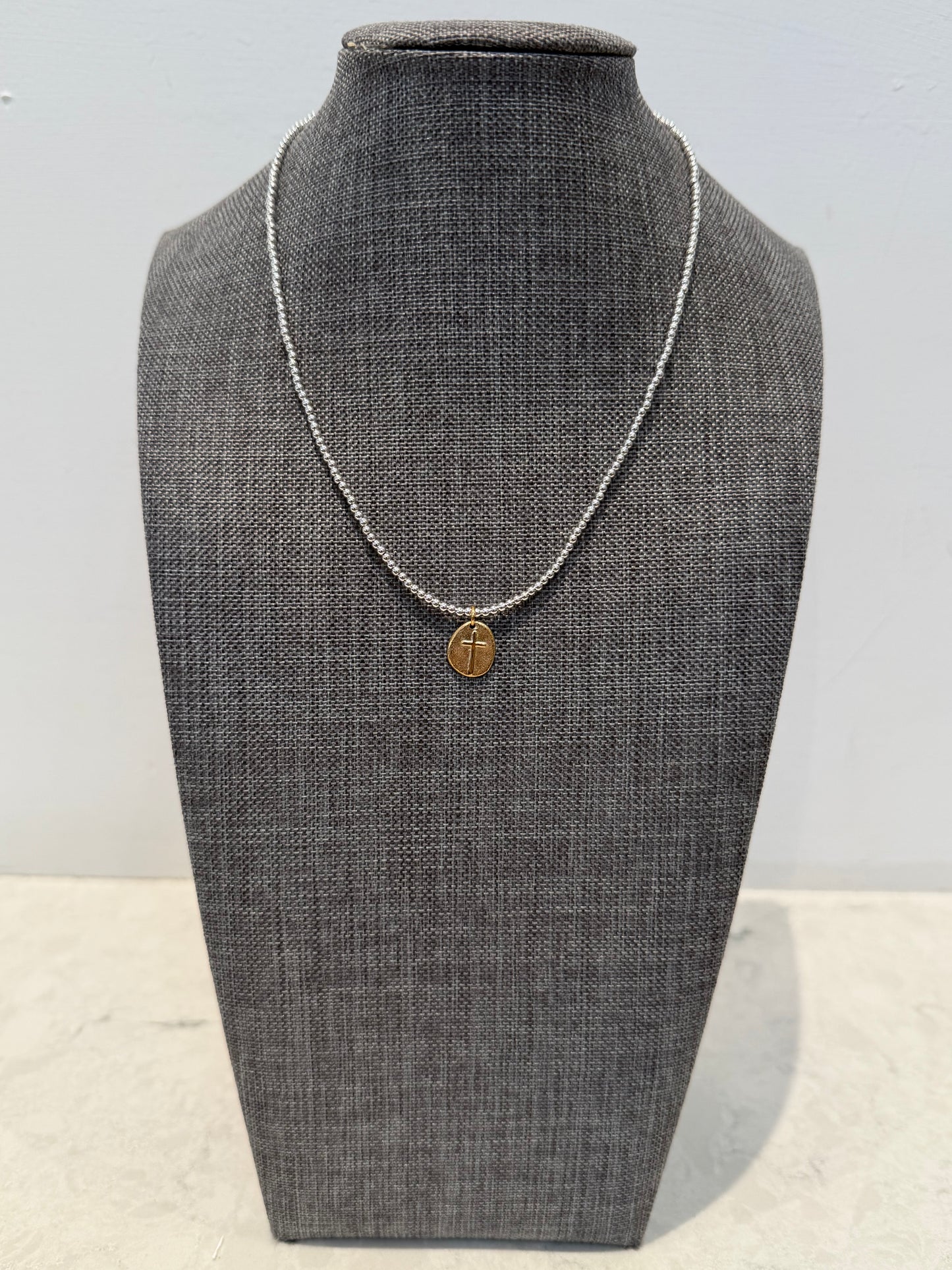 enewton-15" choker classic sterling mixed metal 2mm bead necklace