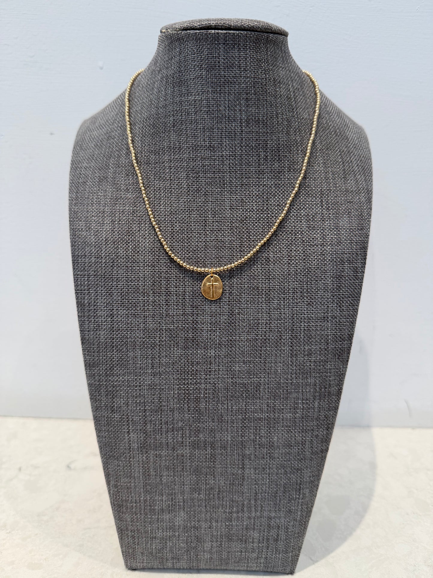 enewton-15" choker classic gold 2mm bead necklace