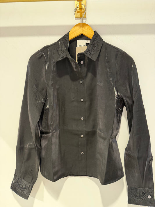 Mila black button up top