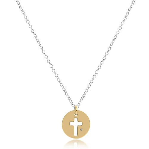 16" necklace sterling mixed metal - blessed gold disc by enewton