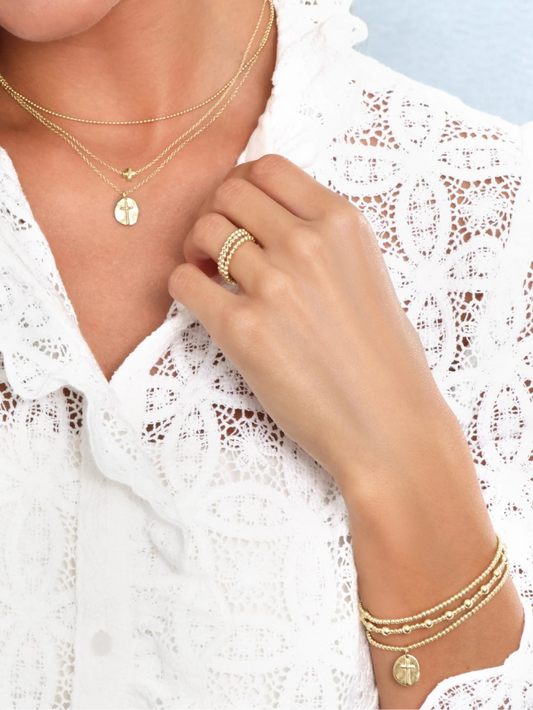 classic gold 2mm bead bracelet - inspire small gold charm by enewton