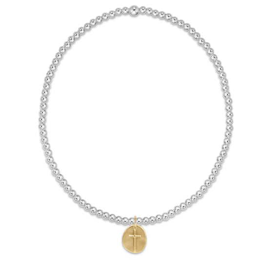 classic sterling mixed metal 2mm bead bracelet - inspire small gold charm by enewton