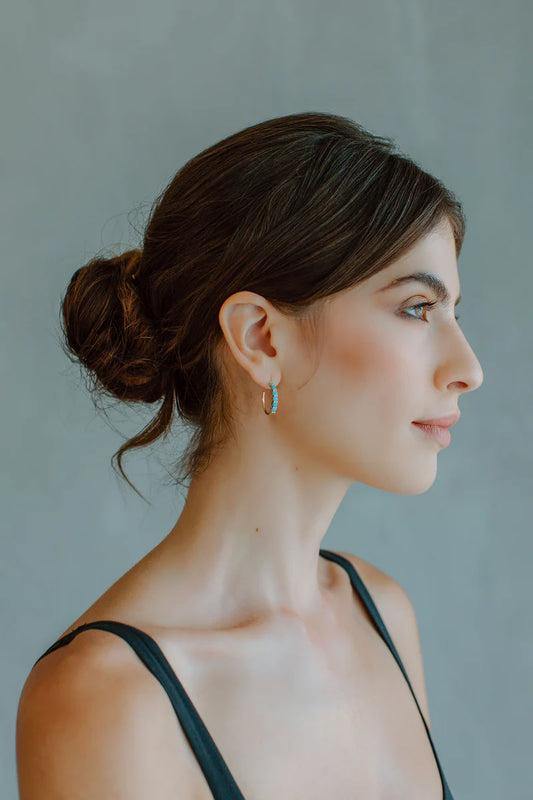 Alexandria Turquoise Midi Hoop