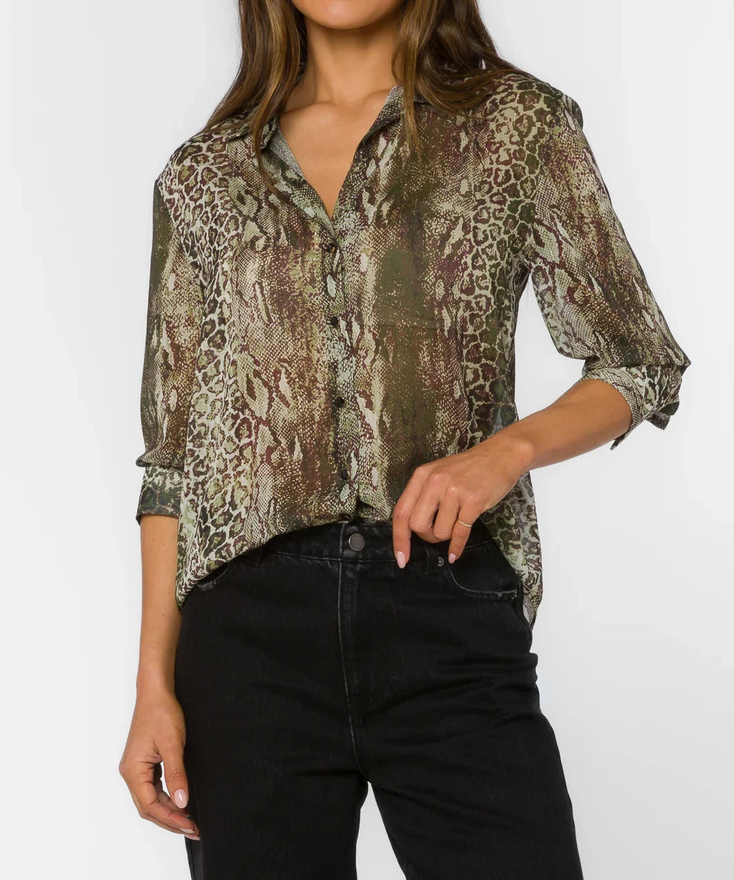 Velvet Heart Lavina Green Skin Stripe Shirt