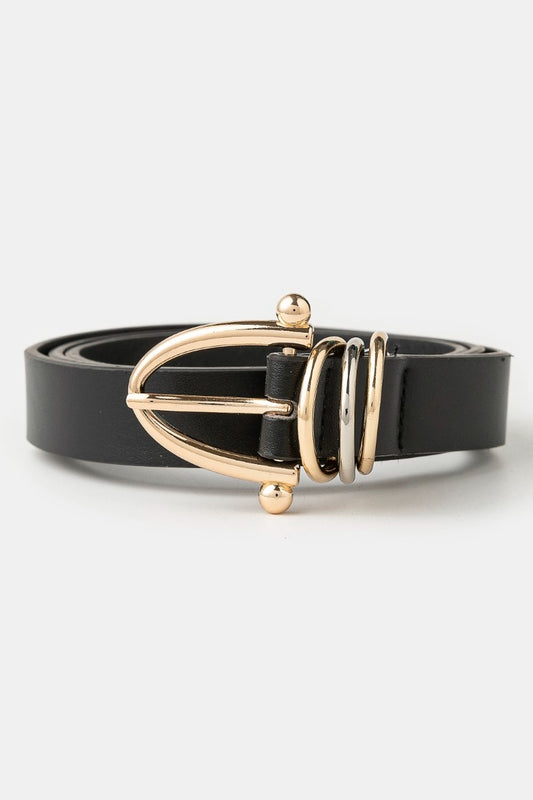 Triple Ring Chic Faux Leather Belt