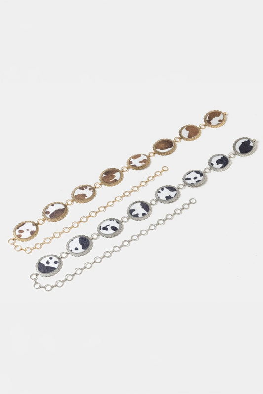 Rodeo Chic Cowhide Disc Western Chain Belt