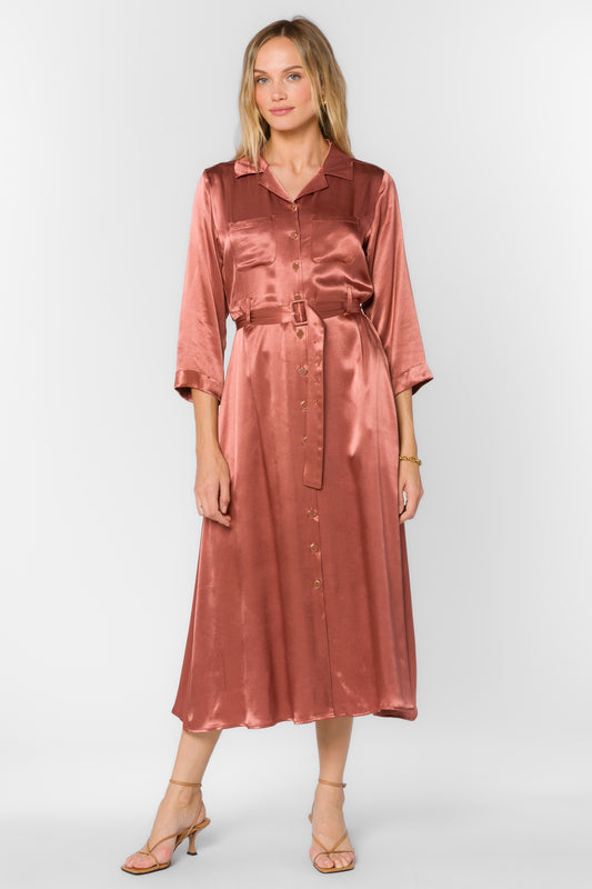 PORSCHIA Long Sleeve Midi Dress