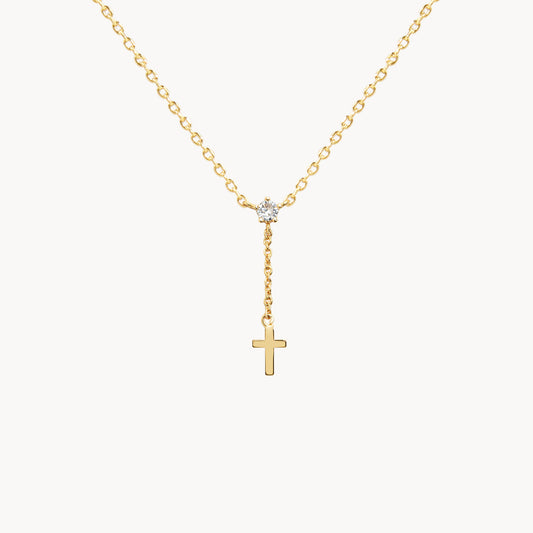 Tiny Drop Cross Necklace