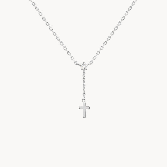 Tiny Drop Cross Necklace