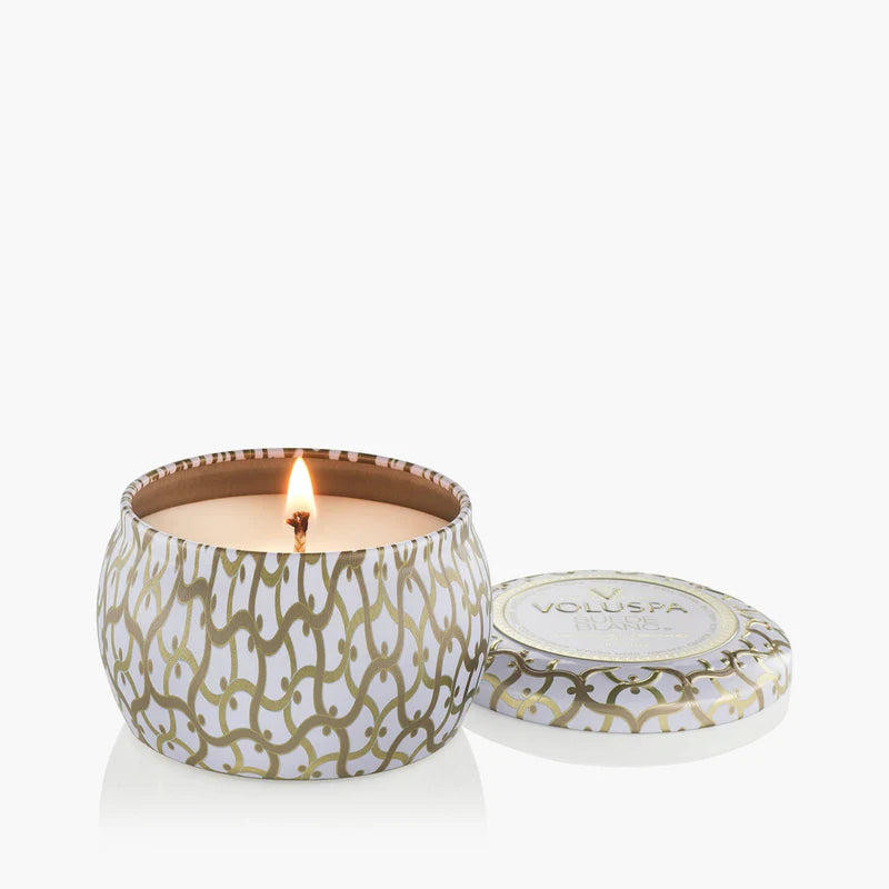 Voluspa Suede Blanc Mini Tin Candle 4oz