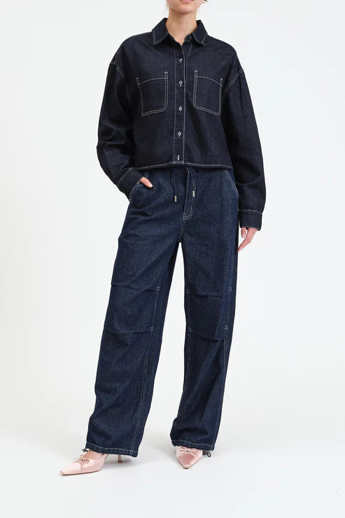 Daze The Editor Cropped Button Up Top