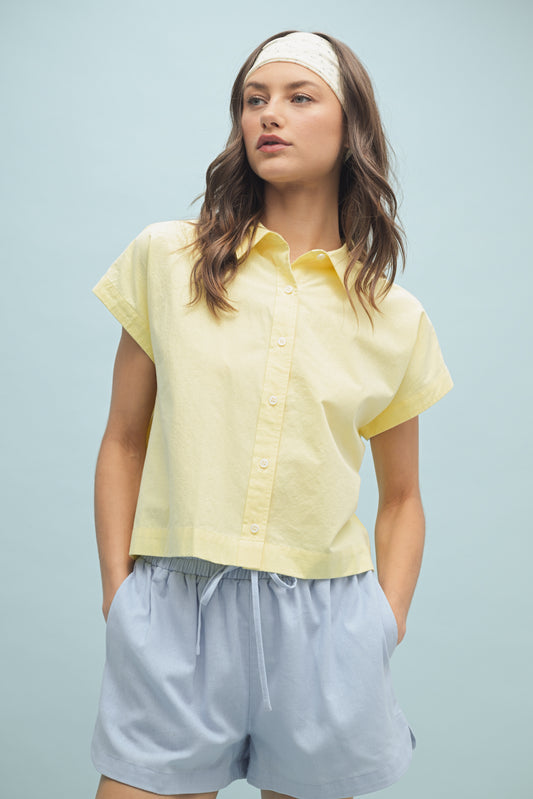 Taffy Short Sleeve Button Up Top