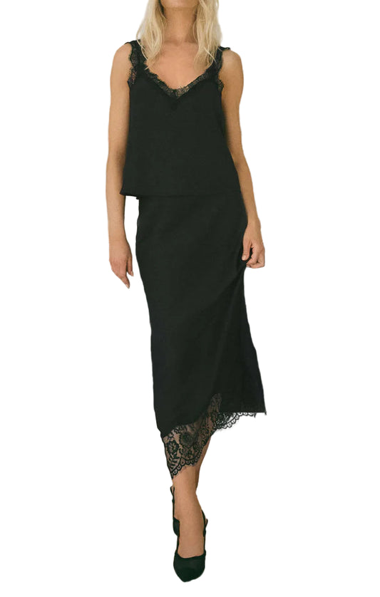 Z Supply| Cinder Lace Satin Midi Skirt