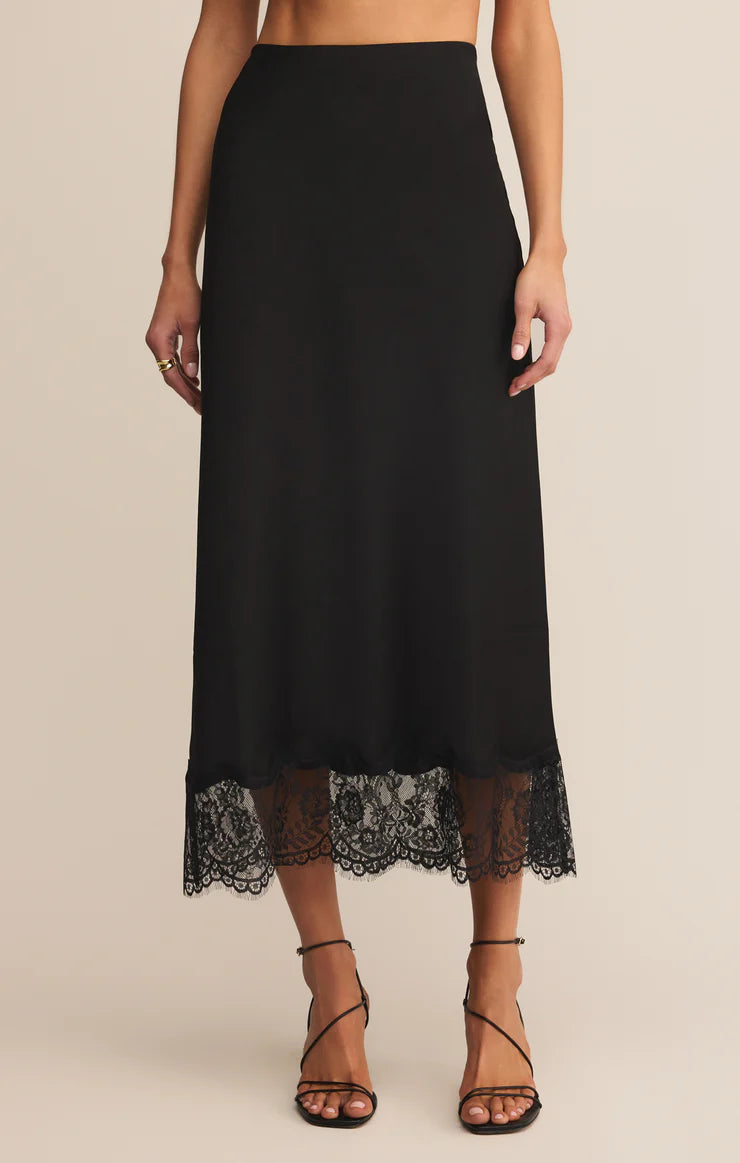 Z Supply| Cinder Lace Satin Midi Skirt