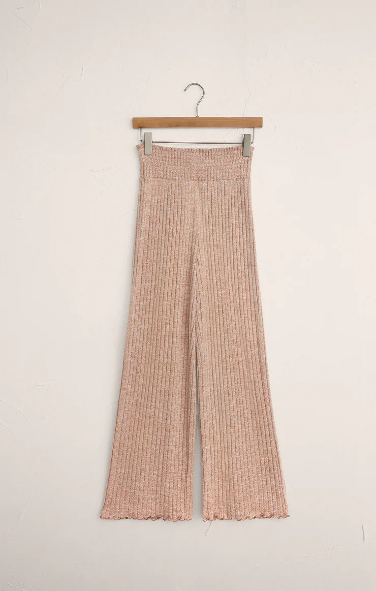 Z Supply Dawn Smocked Silky Rib Pant in Iced Coffee