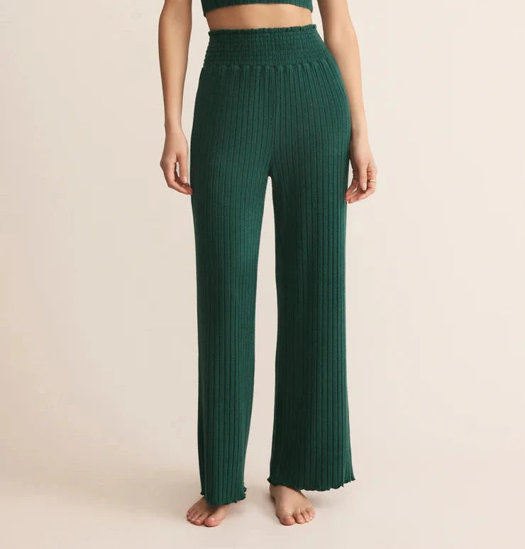 Z Supply Dawn Smocked Silky Rib Pant in Mistletoe