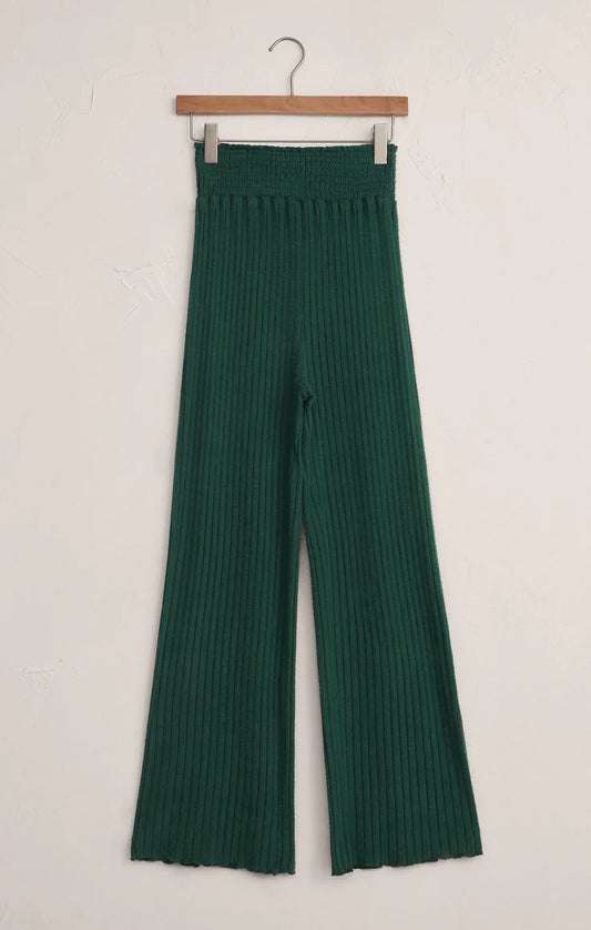 Z Supply Dawn Smocked Silky Rib Pant in Mistletoe
