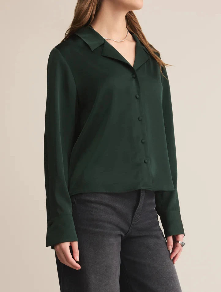 Z Supply Ana Satin Button Up Top