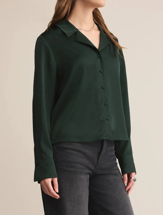 Z Supply Ana Satin Button Up Top