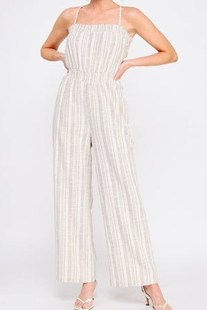 Alice Striped Linen Blend Jumpsuit