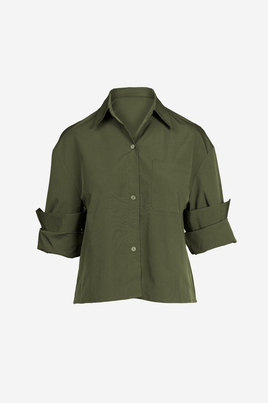 Stevie Rolled Sleeve Button Up Blouse