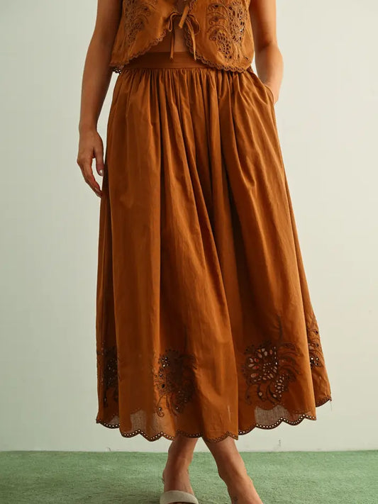 Victoria Embroidery Bottom Long Full Skirt