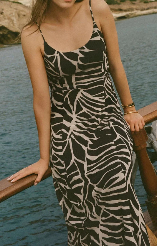 Z supply Charisma Tova Palm Mesh Maxi Dress