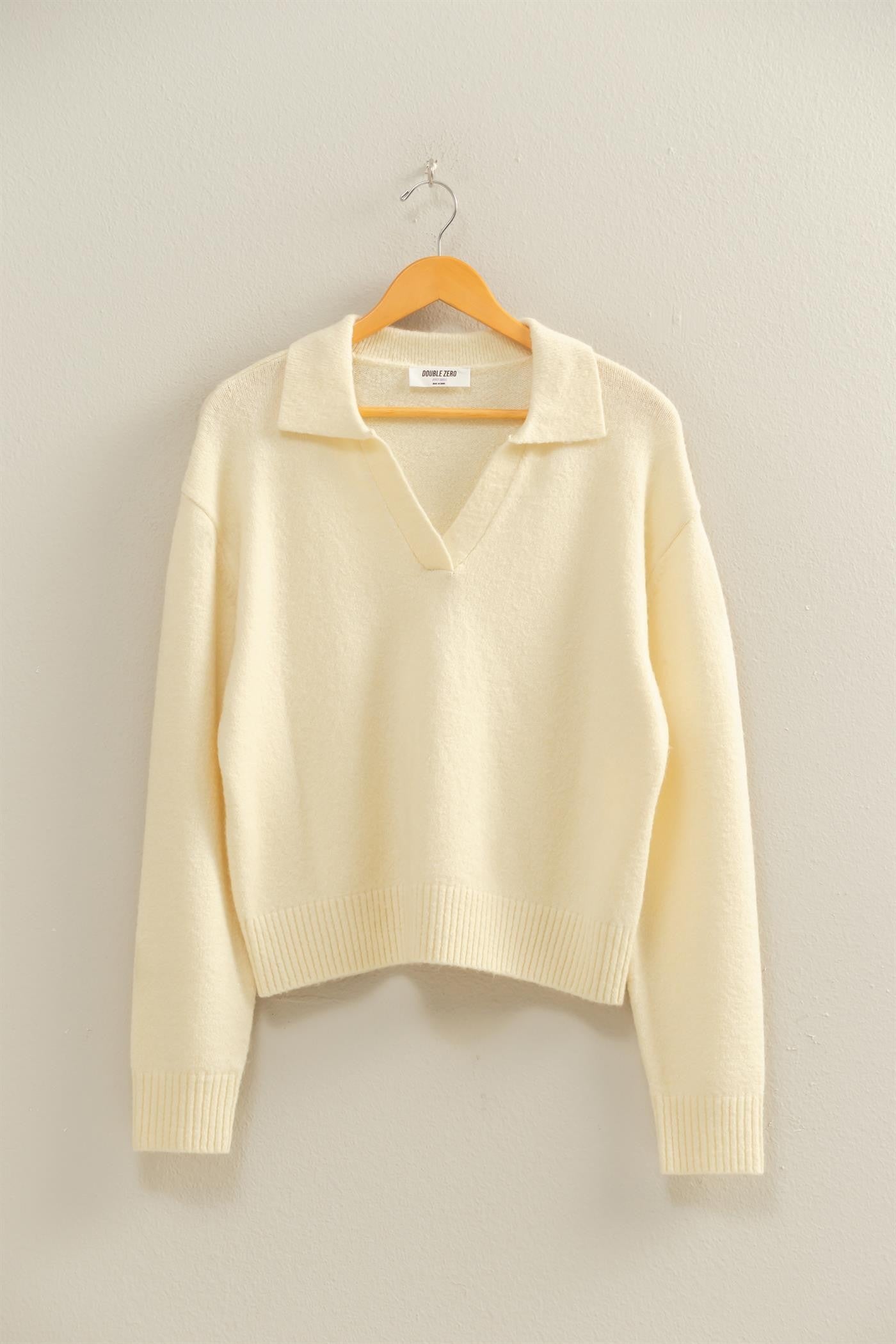 Belle Collared V-Neck Relaxed Knit Sweater