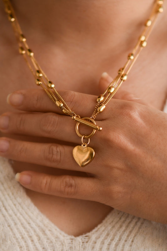 Gold Heart Multi-Layered Necklace