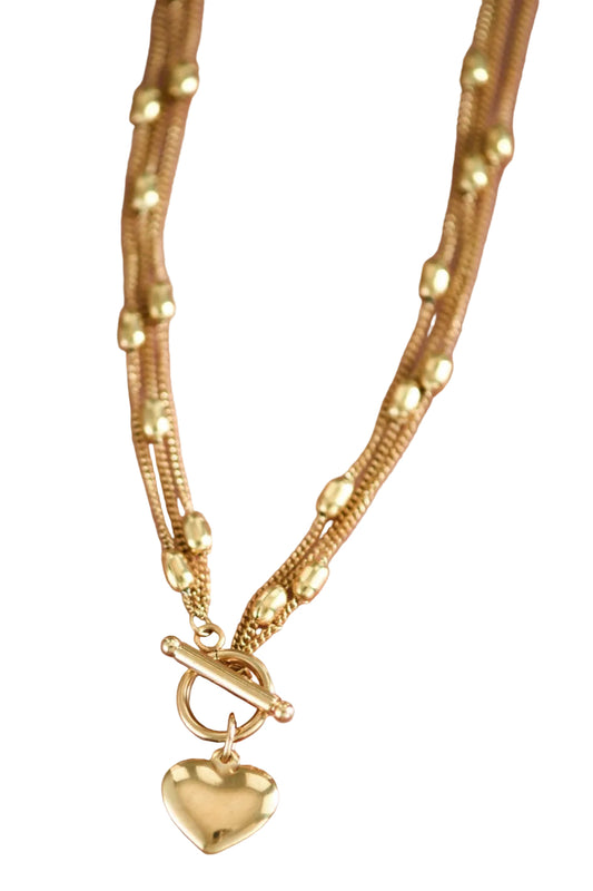 Gold Heart Multi-Layered Necklace