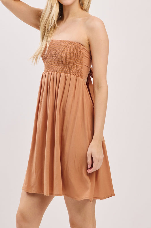 Lizzy Smocked Tube Top Flowy Mini Dress