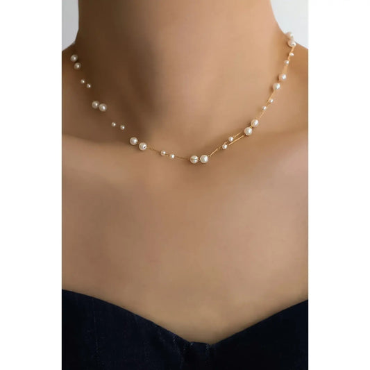 Layered Pearl Chain Necklace