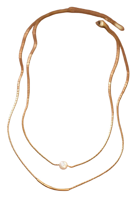 Pearl Necklace | Double Herringbone Chain Necklace